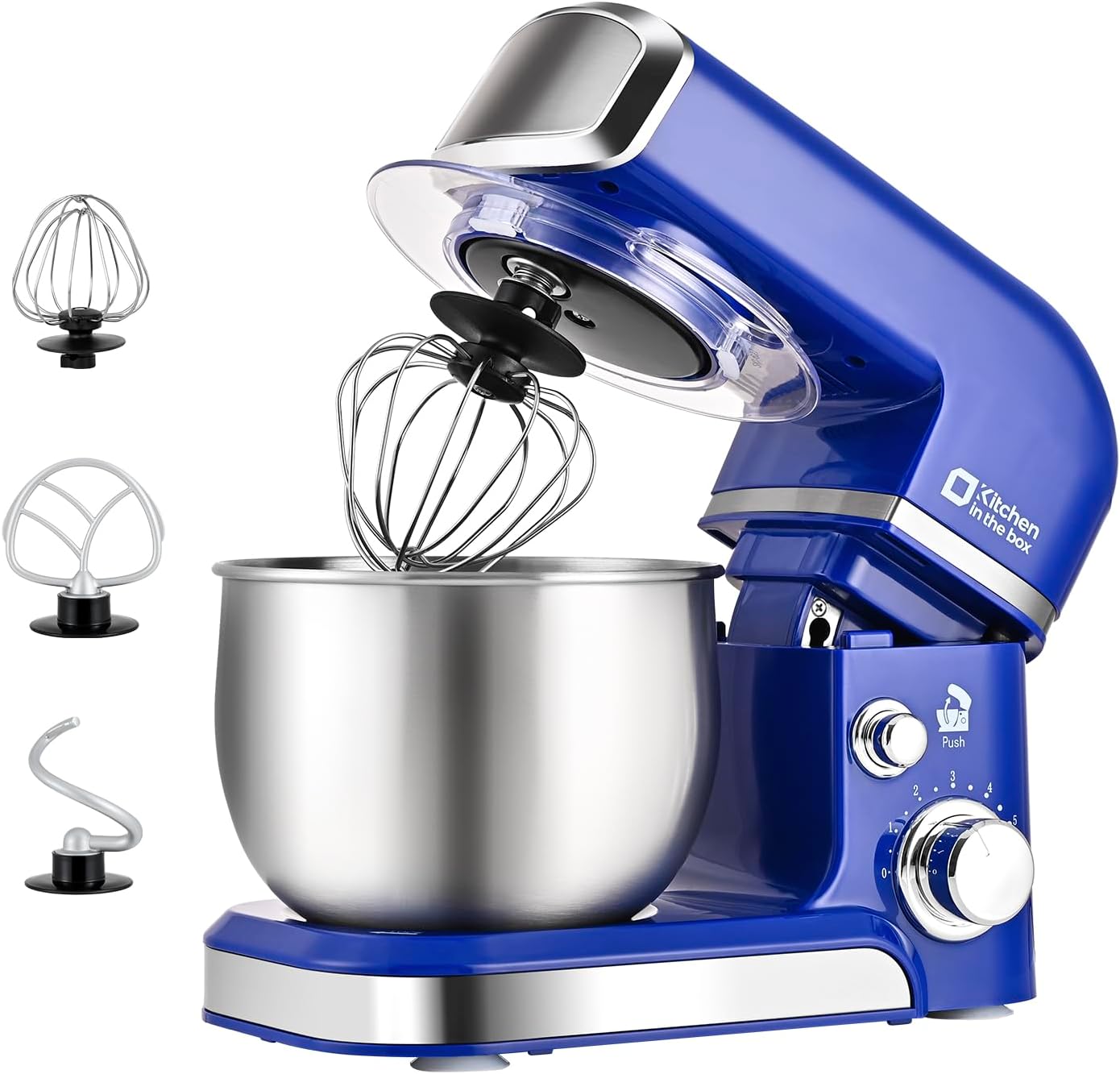 Kitchen in the Box Mini Stand Mixer 3.2 Quart Reflex Blue 6 Speeds Egg Whisk Dough Hook Flat Beater